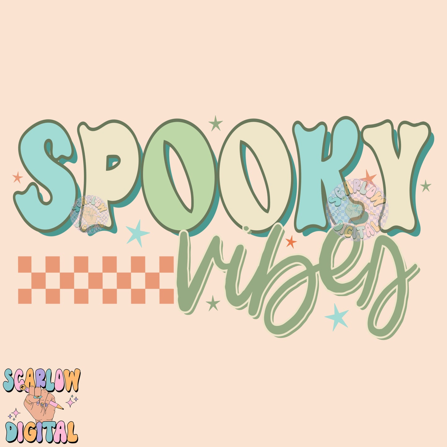 Spooky Vibes PNG Digital Design Download, halloween png, spooky season png, neon halloween png, retro halloween png, checkers png, boy png