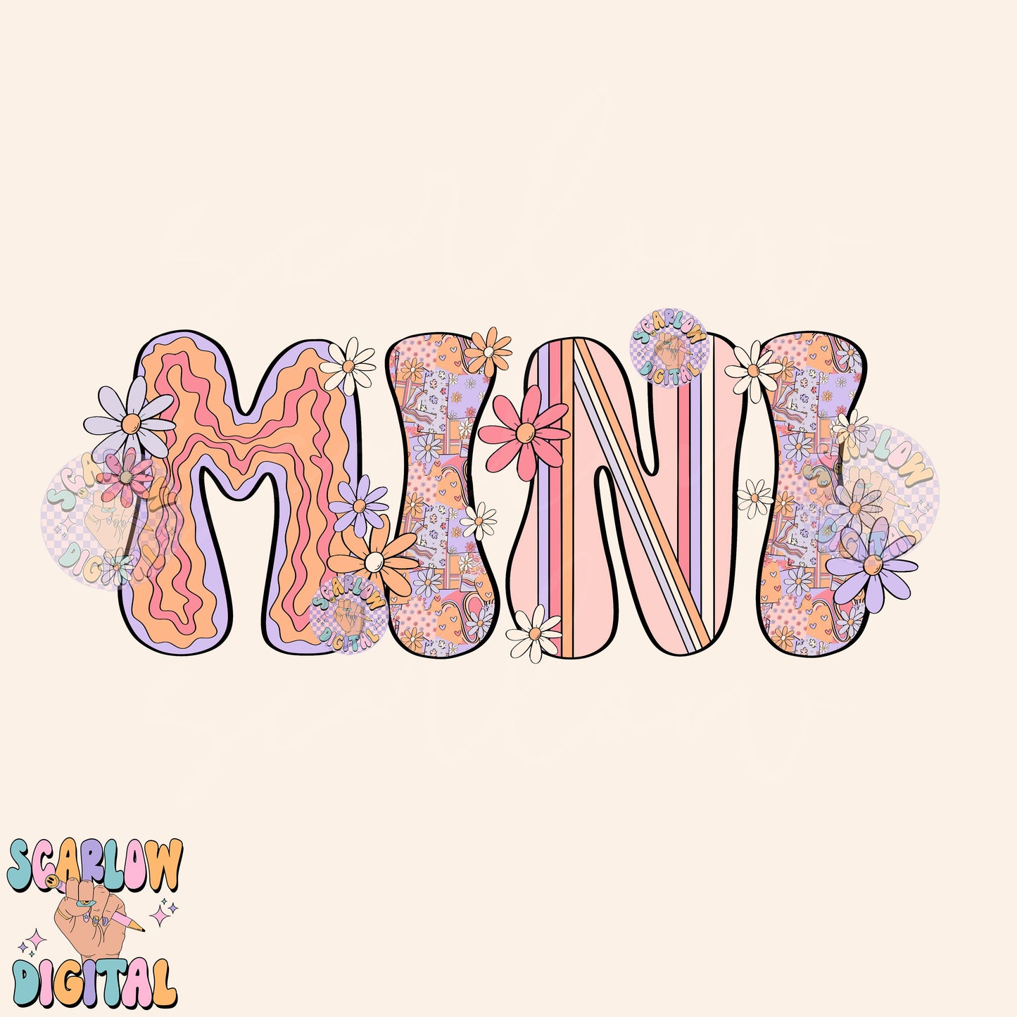 Front and Back Mini PNG Digital Design Download, floral mini png, trendy kids png, retro kids png, mama mini png, mommy and me png design