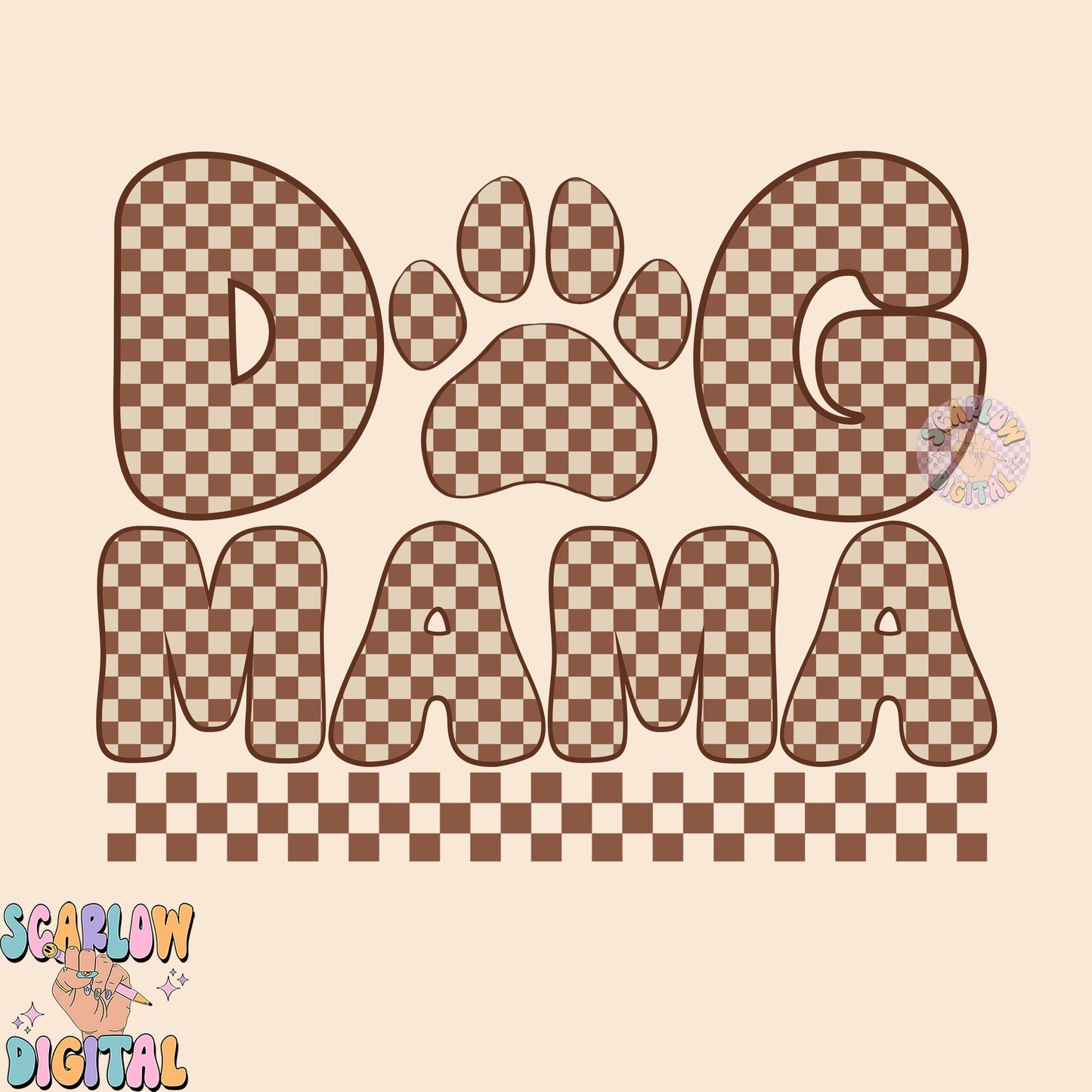 Dog Mama PNG Sublimation Digital Design Download-pet mom tshirt designs, png for mom, mama png design, checkered png, fur mom png designs