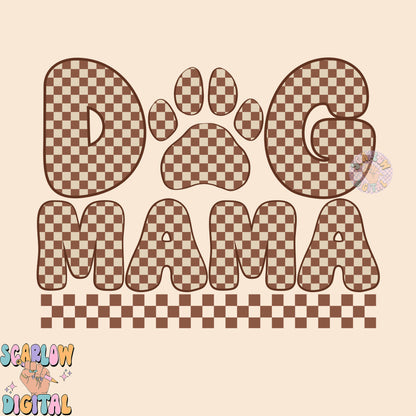 Dog Mama PNG Sublimation Digital Design Download-pet mom tshirt designs, png for mom, mama png design, checkered png, fur mom png designs