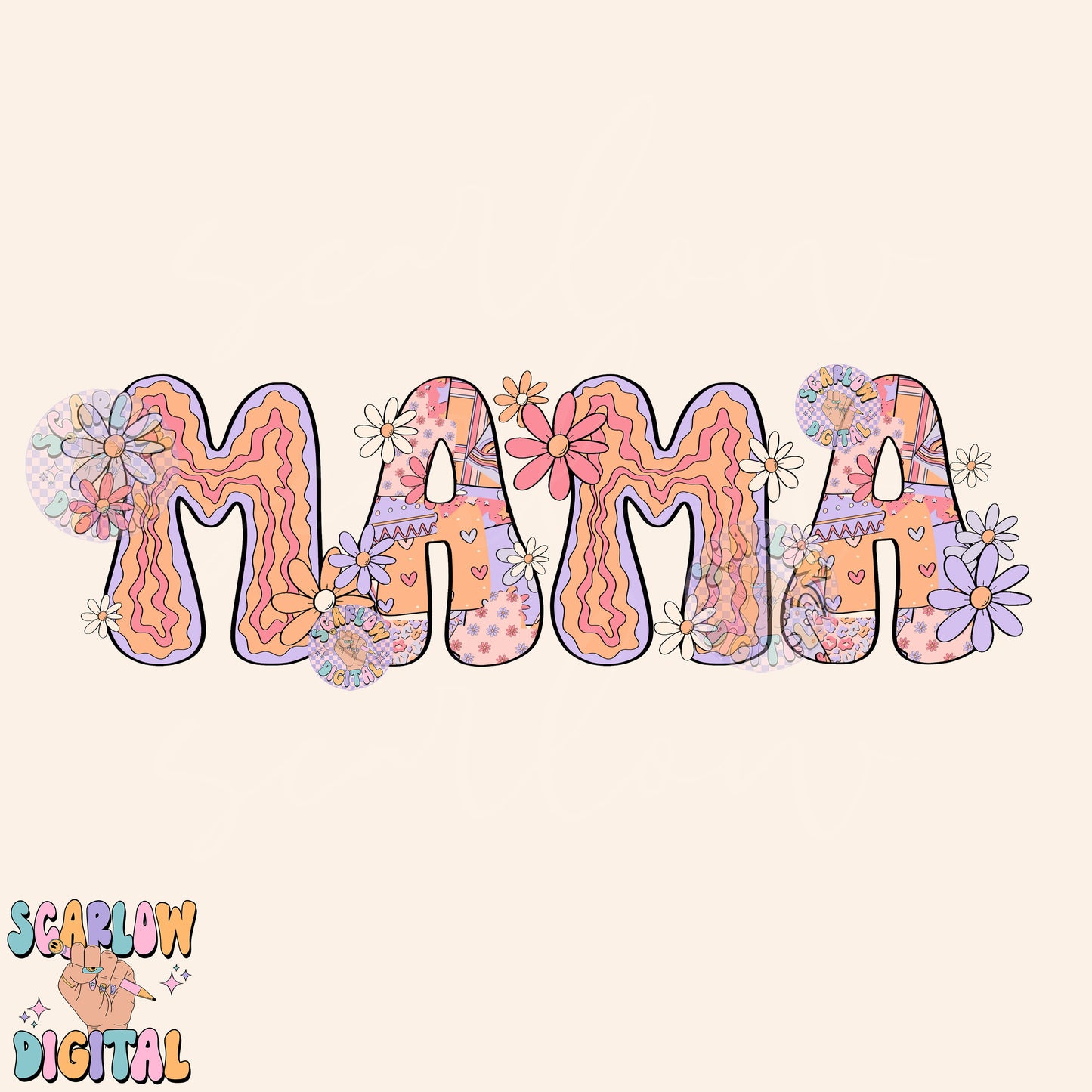 Front and Back Mama PNG Digital Design Download, floral mama png, trendy mama png, retro mama png, mama mini png, mommy and me png design