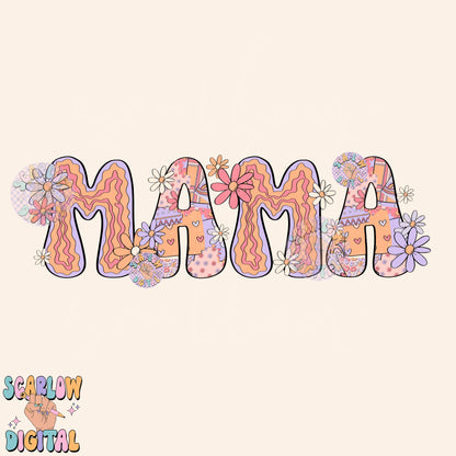 Front and Back Mama PNG Digital Design Download, floral mama png, trendy mama png, retro mama png, mama mini png, mommy and me png design