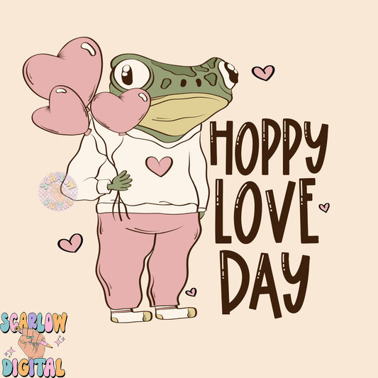 Hoppy Love Day PNG-Valentine's Day Sublimation Digital Design Download-hearts png, funny png, froggy png, funny valentine's day png design