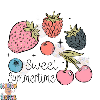 Sweet Summertime PNG-Fruit Sublimation Digital Design Download-summer fruit png, strawberry png, cherry png, kids png, png for summer