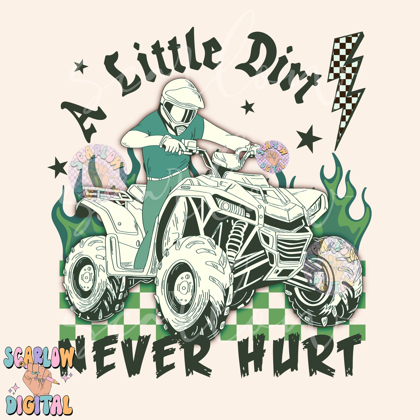 A Little Dirt Never Hurt PNG Digital Design Download, 4-wheeler png, atv png, mud png, little boy png, grunge png, edgy png, png for boys