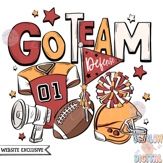 Website Exclusive: Go Team Red, Yellow, and White Football PNG Sublimation Digital Design Download
