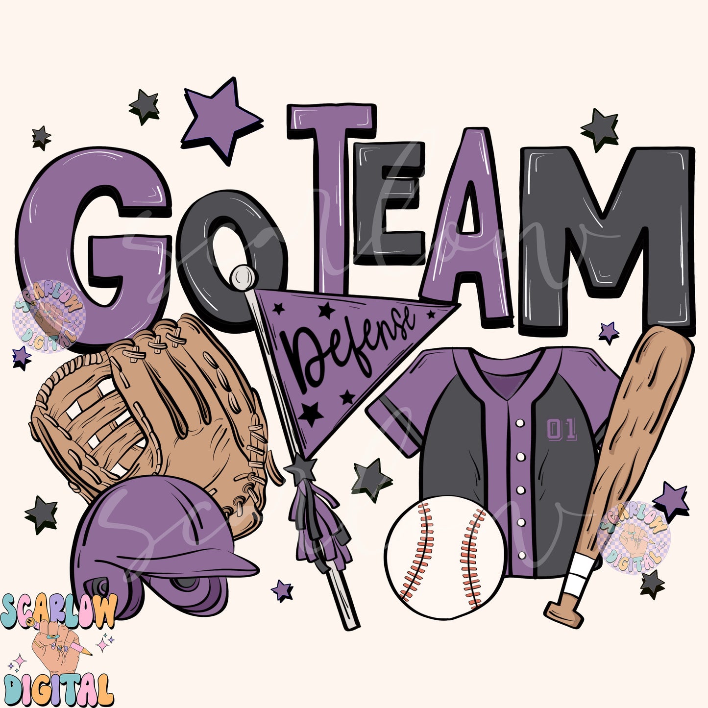 Website Exclusive: Go Team Baseball PNG Digital Design Download