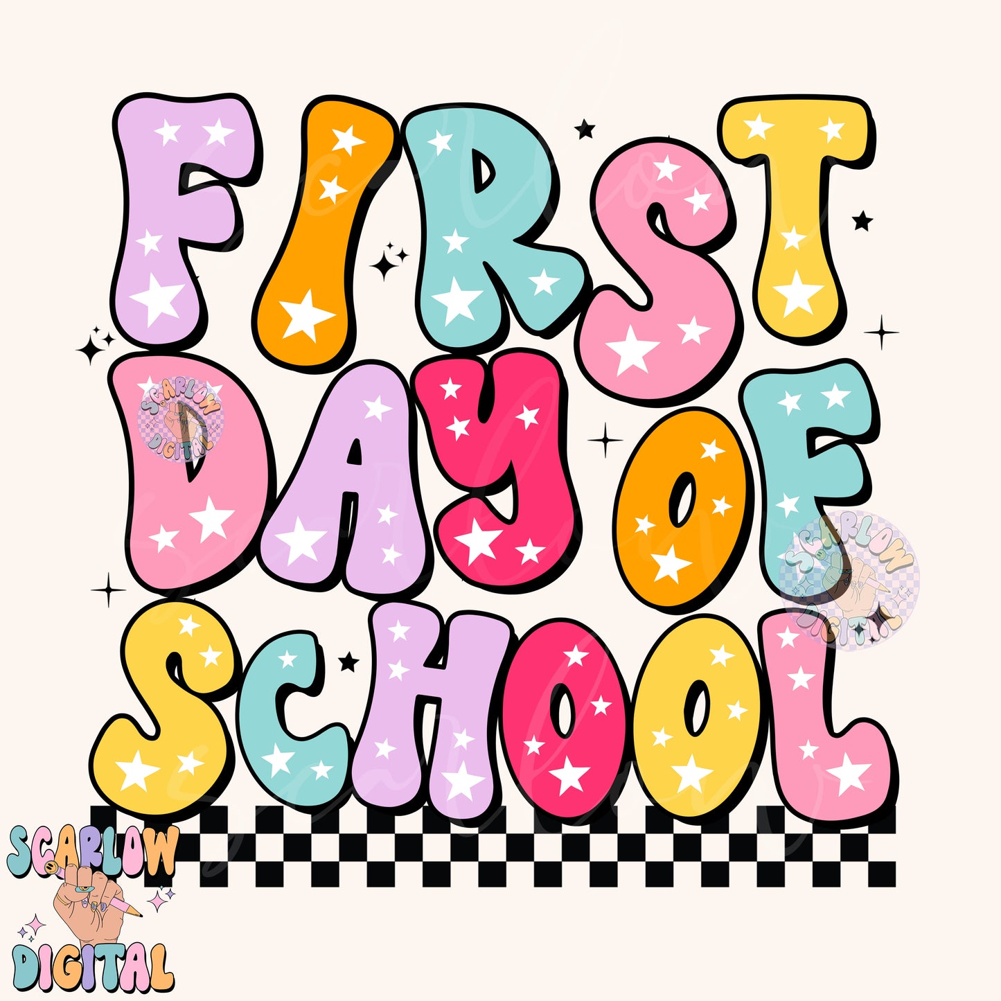 First Day of School PNG Digital Design Download, back to school png, school designs, retro back to school png, colorful kids tshirt designs