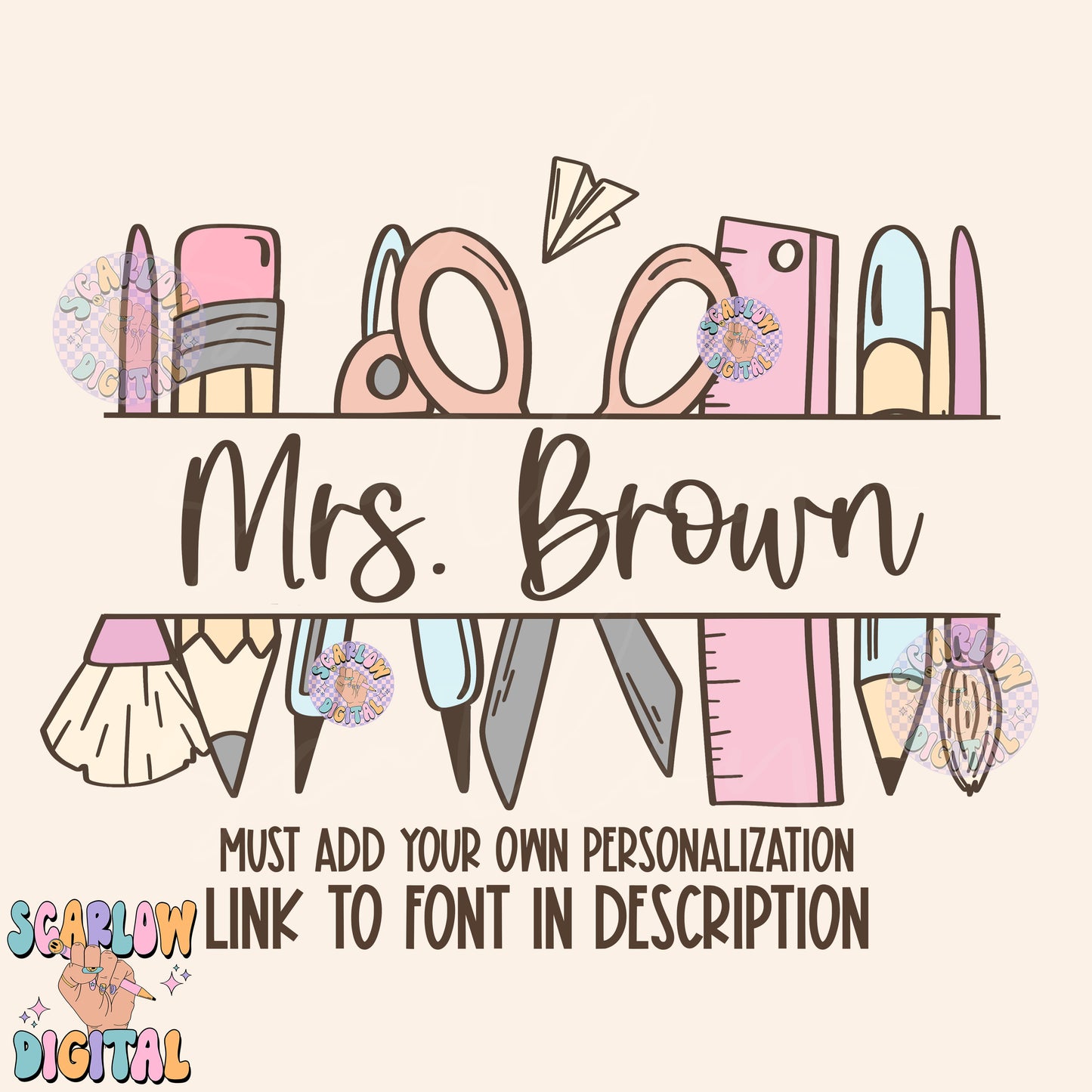 Add Your Own Personalization School Doodles PNG Digital Design