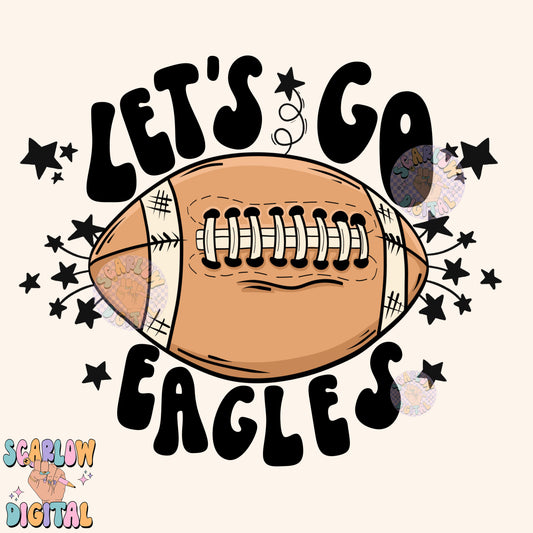 Let's Go Eagles PNG Digital Design Download, pom pom png, football png, sports png, single color png, school spirit png, team spirit png