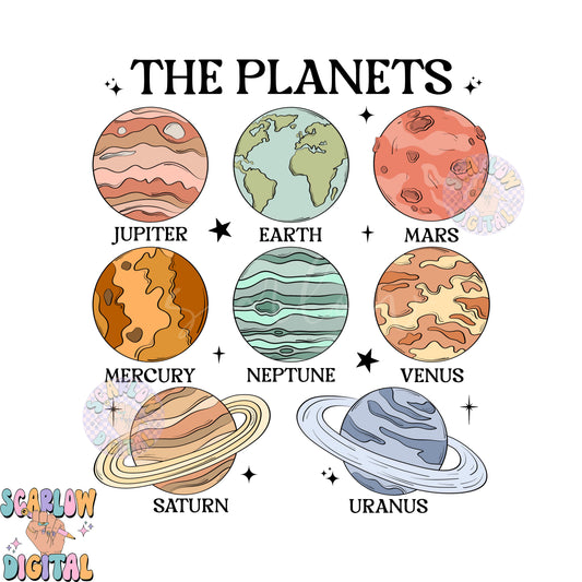 The Planets PNG-Outerspace Sublimation Digital Design Download-space png, astronaut png, kids png, boy png, solar system png, retro png