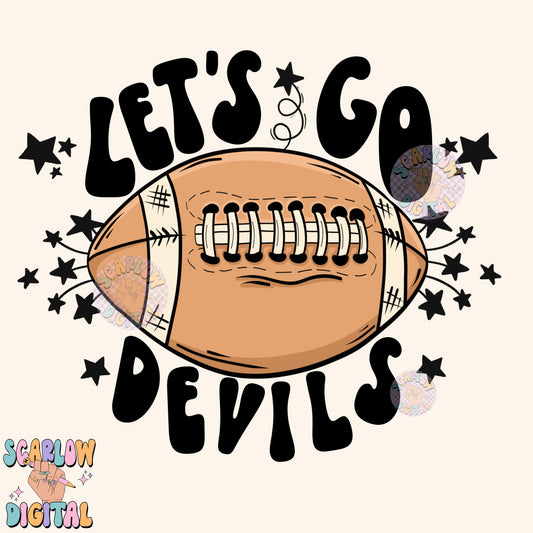 Let's Go Devils PNG Digital Design Download, pom pom png, football png, sports png, single color png, school spirit png, team spirit png