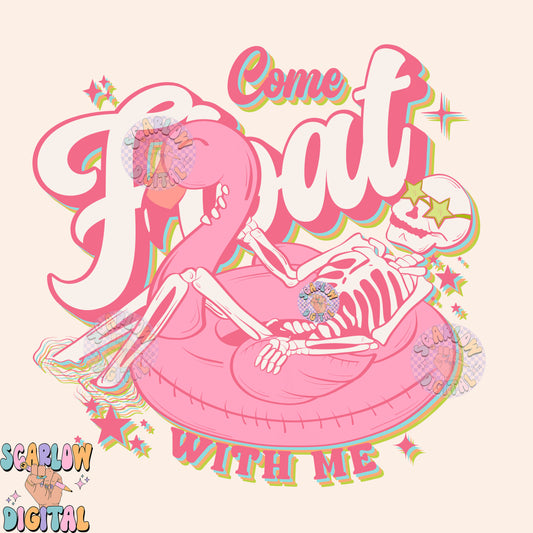 Float With Me PNG Digital Design Download, skeleton png, summer png, pool float png, flamingo png, funny png, swimming png, trendy png files (Copy)