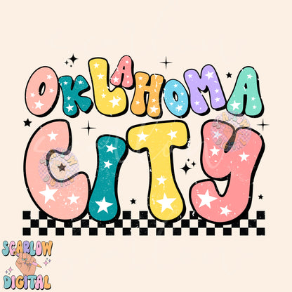 Oklahoma City PNG Digital Design Download, city png designs, colorful png, stars png, png for women, Oklahoma png, city and state png design