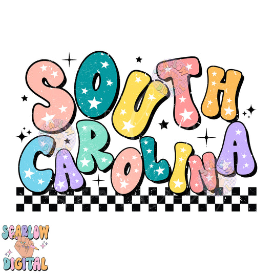 South Carolina PNG Digital Design Download, city png, colorful png, stars png, women png, South Carolina tshirt png, retro png, hometown png