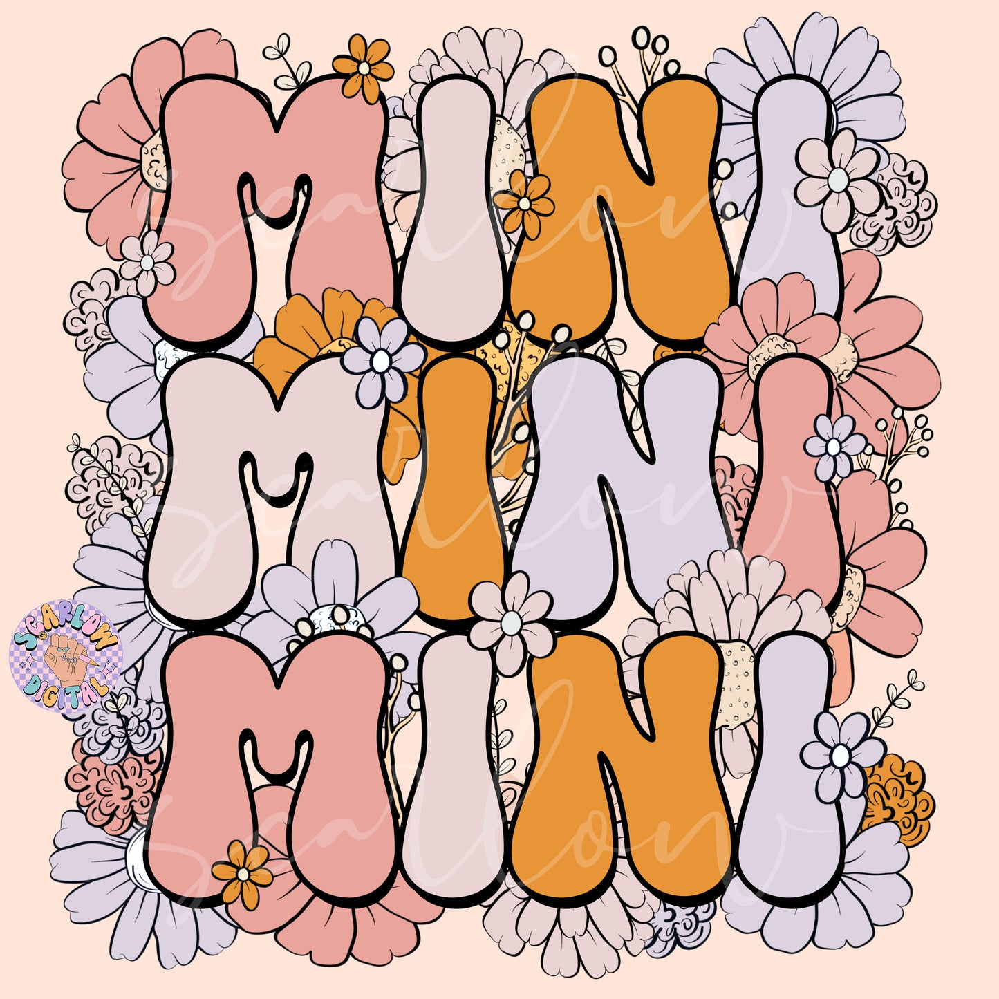 Floral Mini PNG Sublimation Digital Design Download, flowers png, png for kids, mini png, trendy girl png, preppy mini design, boho girl png