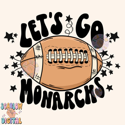 Let's Go Monarchs PNG Digital Design Download, pom pom png, football png, sports png, single color png, school spirit png, team spirit png