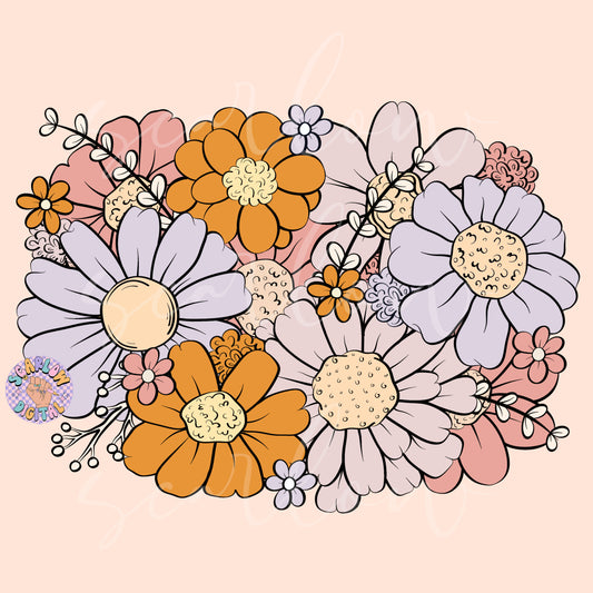 Bouquet PNG-Floral Sublimation Digital Design Download-flowers png, boho floral png, girl png designs, floral bouquet png, trendy png files