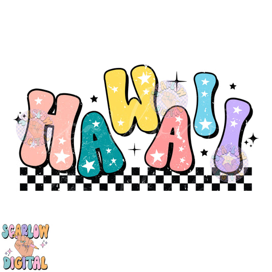 Hawaii PNG Digital Design Download, city png design, colorful png, stars png, women png, Hawaii tshirt design, retro png, hometown png