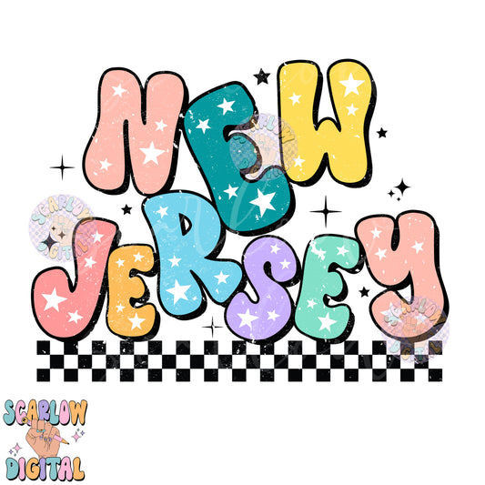 New Jersey PNG Digital Design Download, city png design, colorful png, star png, women png, New Jersey tshirt png, retro png, hometown png