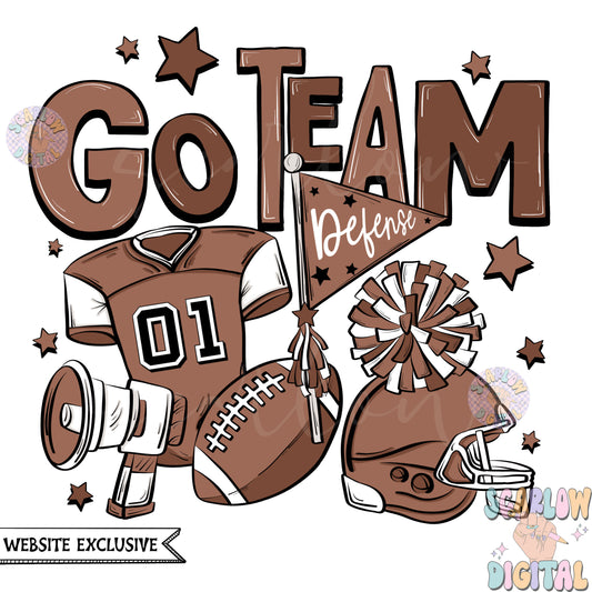Website Exclusive: Go Team Brown and White Football PNG Sublimation Digital Design Download