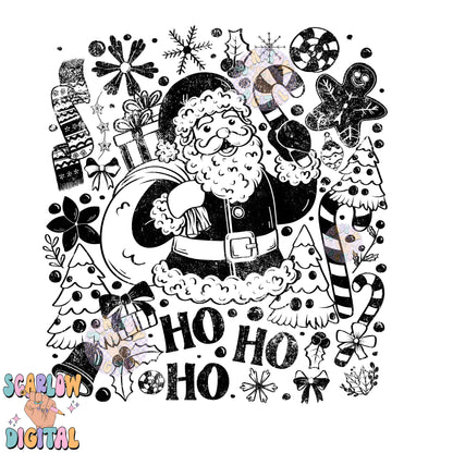 Ho Ho Ho PNG Digital Design Download, Christmas png, single color png, santa claus png, candy cane png, gingerbread png, holidays png design