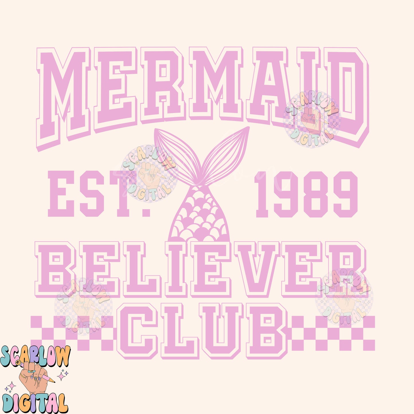 Mermaid Believer Club SVG Cut File Digital Design Download, beach svg, mermaid tail svg, ocean svg, girl png, summer png, varsity svg design