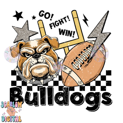 Bulldogs PNG Digital Design Download, football png, retro bulldogs png, bulldogs mascot png, school mascot png, football season png design