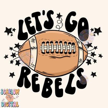 Let's Go Rebels PNG Digital Design Download, pom pom png, football png, sports png, single color png, school spirit png, team spirit png