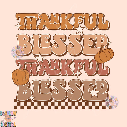 Thankful and Blessed PNG-Thanksgiving Sublimation Digital Design Download-pumpkin png, fall png, autumn png, thanksgiving dinner png design