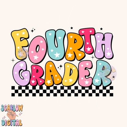 Fourth Grader PNG Digital Design Download, back to school png, school designs, retro back to school png, colorful kids tshirt designs