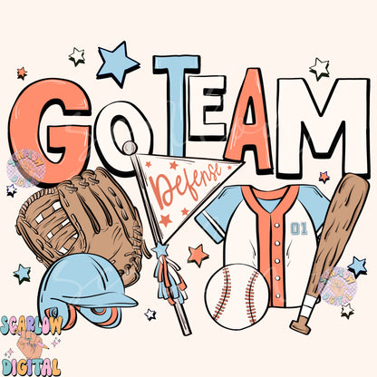 Website Exclusive: Go Team Baseball PNG Digital Design Download