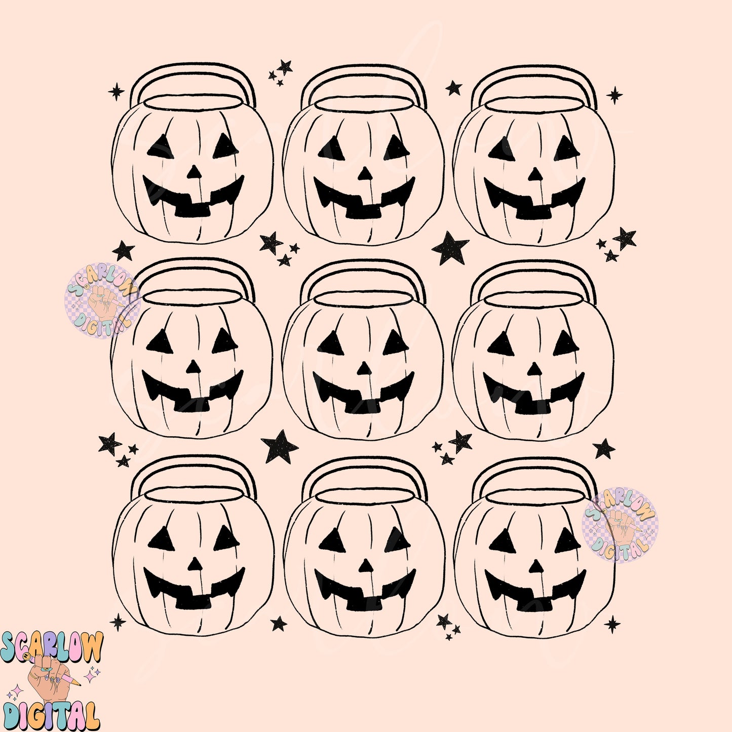 Pumpkin Buckets PNG-Halloween Sublimation Digital Design Download-girly halloween png, trick or treat png, fall png, preppy halloween png