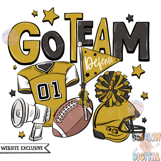 Website Exclusive: Go Team Black and Gold Football PNG Sublimation Digital Design Download