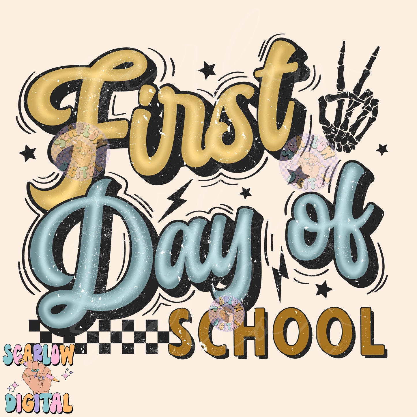 First Day of School PNG Digital Design Download, back to school png, checkered png, boy school png, retro png, trendy png, first day png