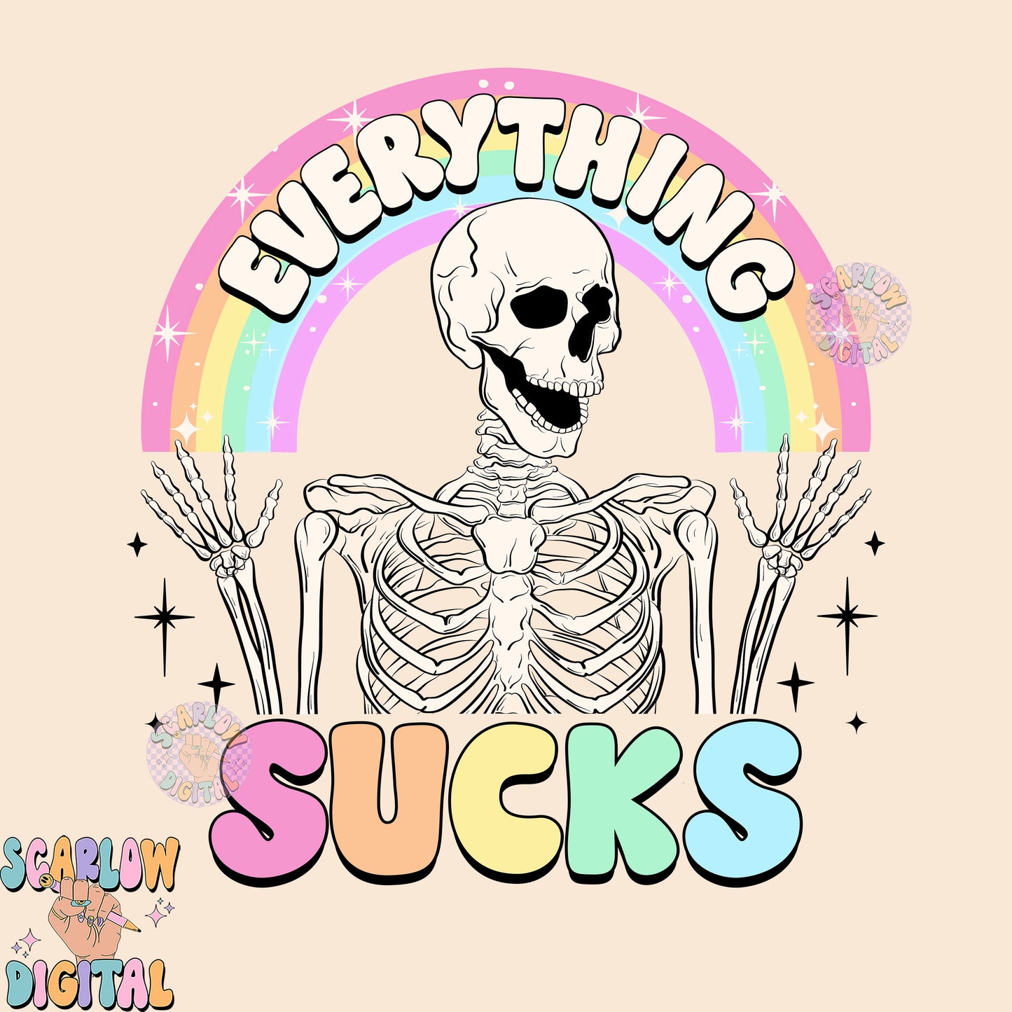 Everything Sucks PNG-Funny Sublimation Digital Design Download-adult humor png, sarcastic png, skeleton png, png for adults, colorful png