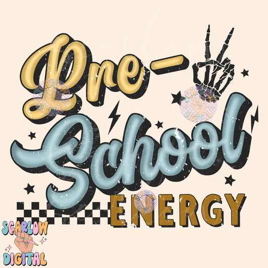 Preschool PNG Digital Design Download, back to school png, checkered png, boy school png, retro png, trendy png, first day of school png