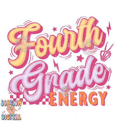 Fourth Grade PNG Digital Design Download, back to school png, checkered png, girl school png, retro png, trendy png, first day png