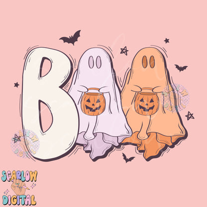 Boo PNG Digital Design Download, halloween png, ghost png, pumpkin png, fall png, bats png, kids halloween png, spooky season png designs