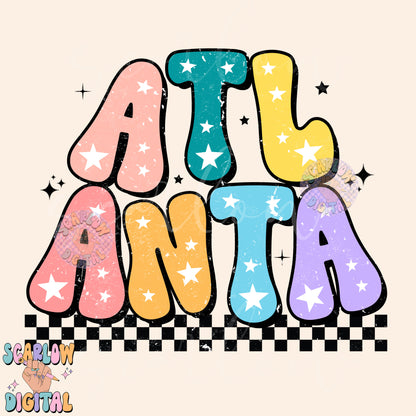 Atlanta PNG Digital Design Download, city png designs, colorful png, stars png, png for women, Georgia png, city and state png, hometown png