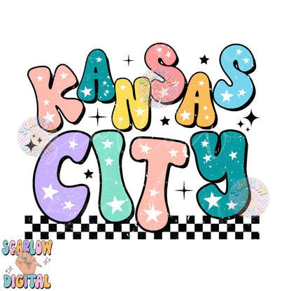 Kansas City PNG Digital Design Download, city png design, colorful png, stars png, women png, missouri png, checkers png, hometown png