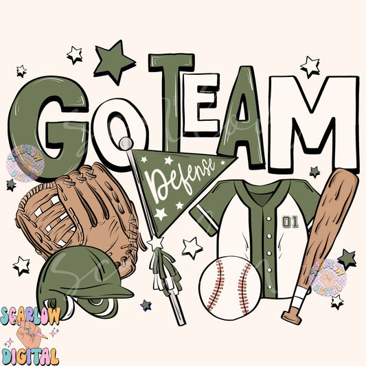 Website Exclusive: Go Team Baseball PNG Digital Design Download