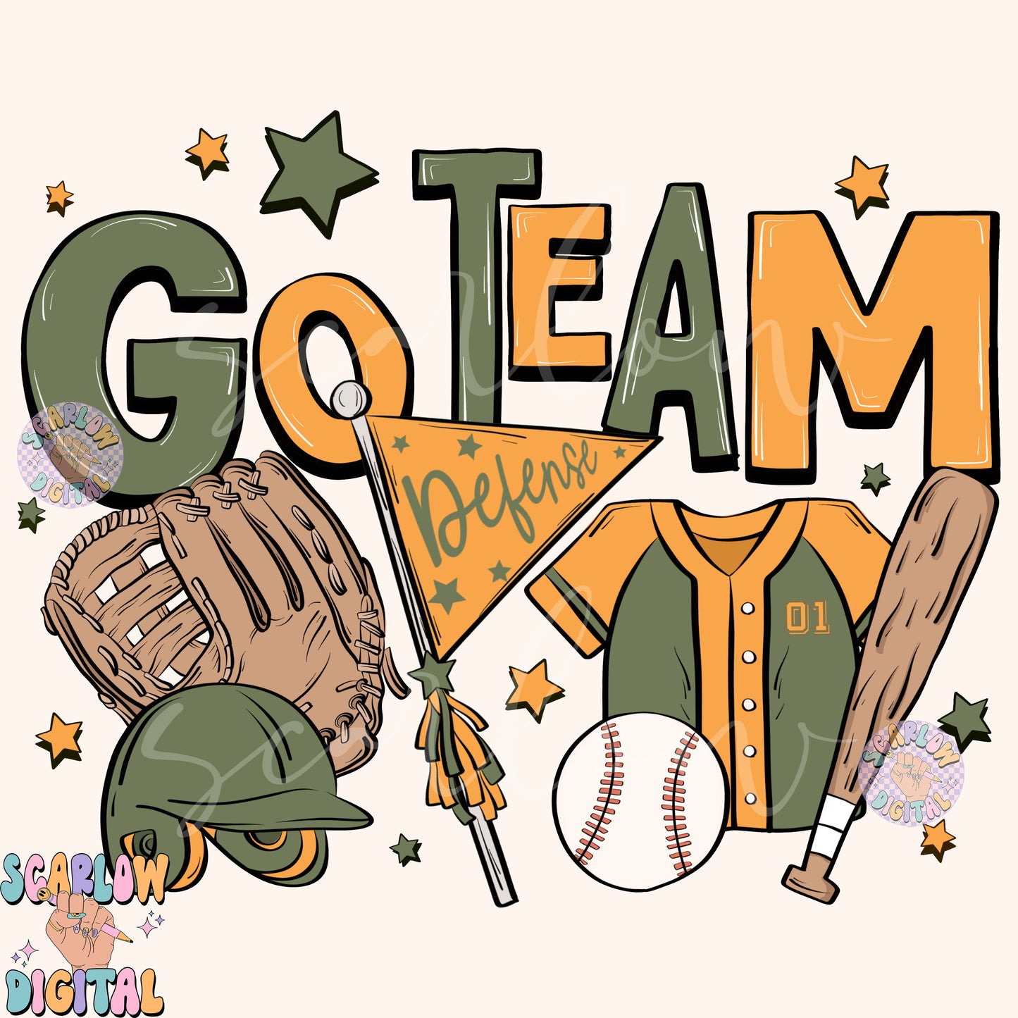 Website Exclusive: Go Team Baseball PNG Digital Design Download