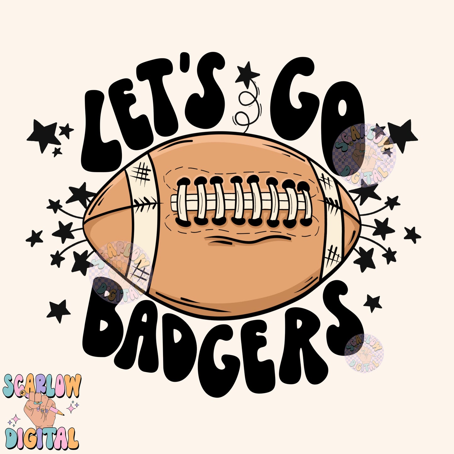 Let's Go Badgers PNG Digital Design Download, pom pom png, football png, sports png, single color png, school spirit png, team spirit png