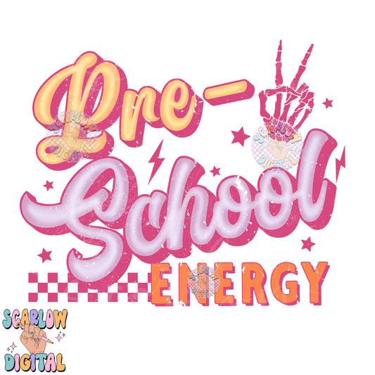 Preschool PNG Digital Design Download, back to school png, checkered png, girl school png, retro png, trendy png, first day of school png