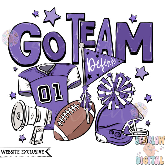 Website Exclusive: Go Team Purple and White Football PNG Sublimation Digital Design Download