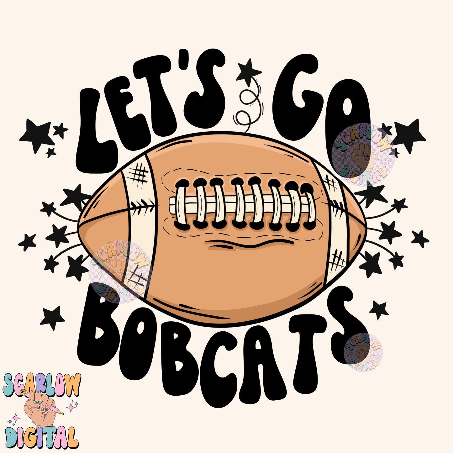 Let's Go Bobcats PNG Digital Design Download, pom pom png, football png, sports png, single color png, school spirit png, team spirit png