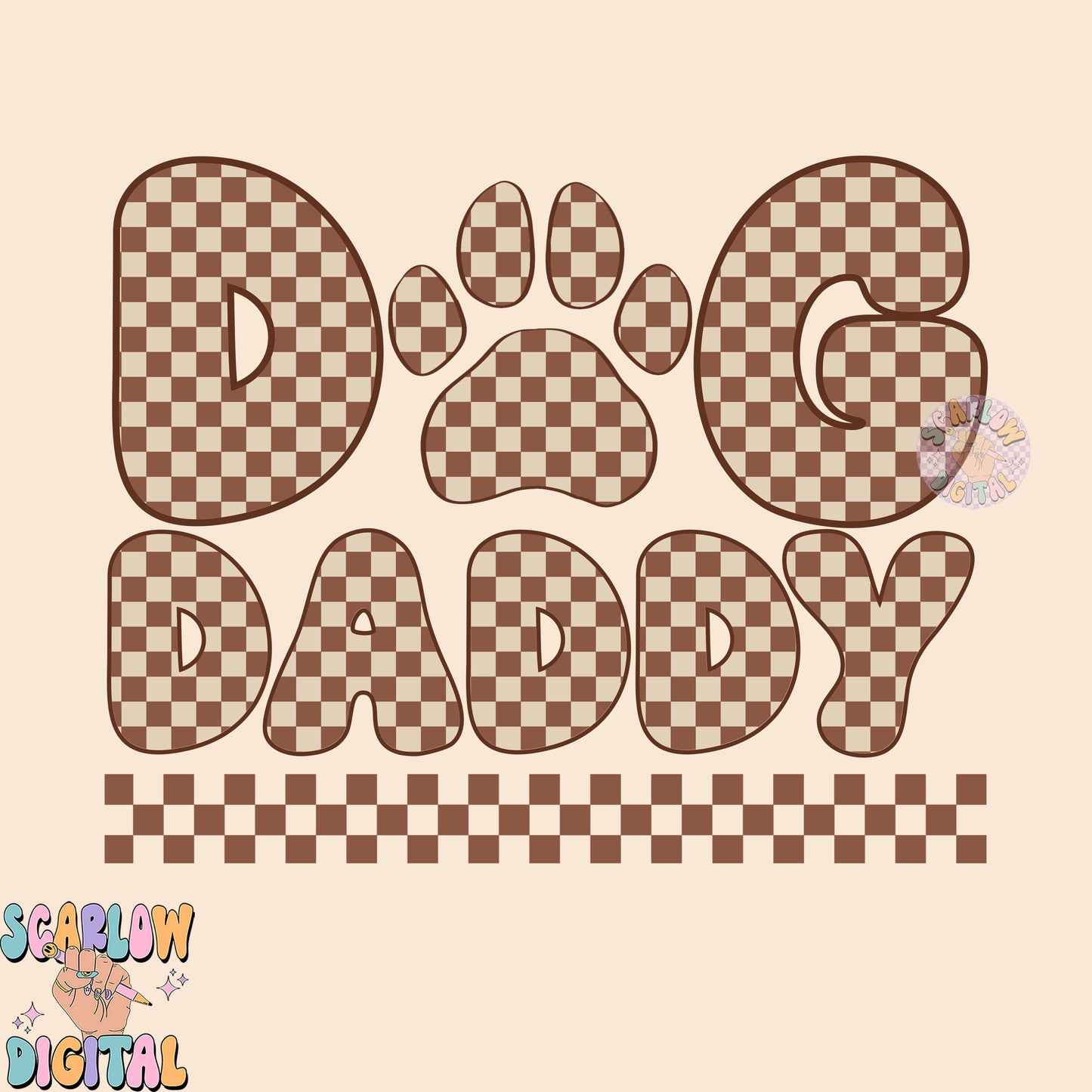 Dog Daddy PNG Sublimation Digital Design Download-men's tshirt designs, png for dad, daddy png design, checkered png, fur dad png designs