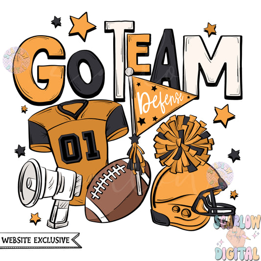 Website Exclusive: Go Team Orange and Black Football PNG Sublimation Digital Design Download