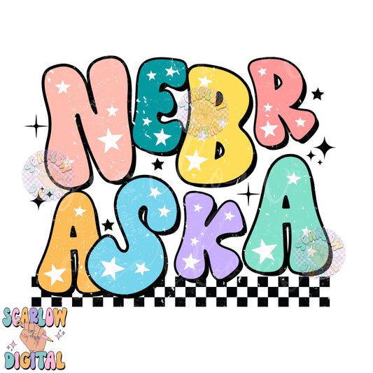 Nebraska PNG Digital Design Download, city png design, colorful png, stars png, women png, Nebraska tshirt design, retro png, hometown png